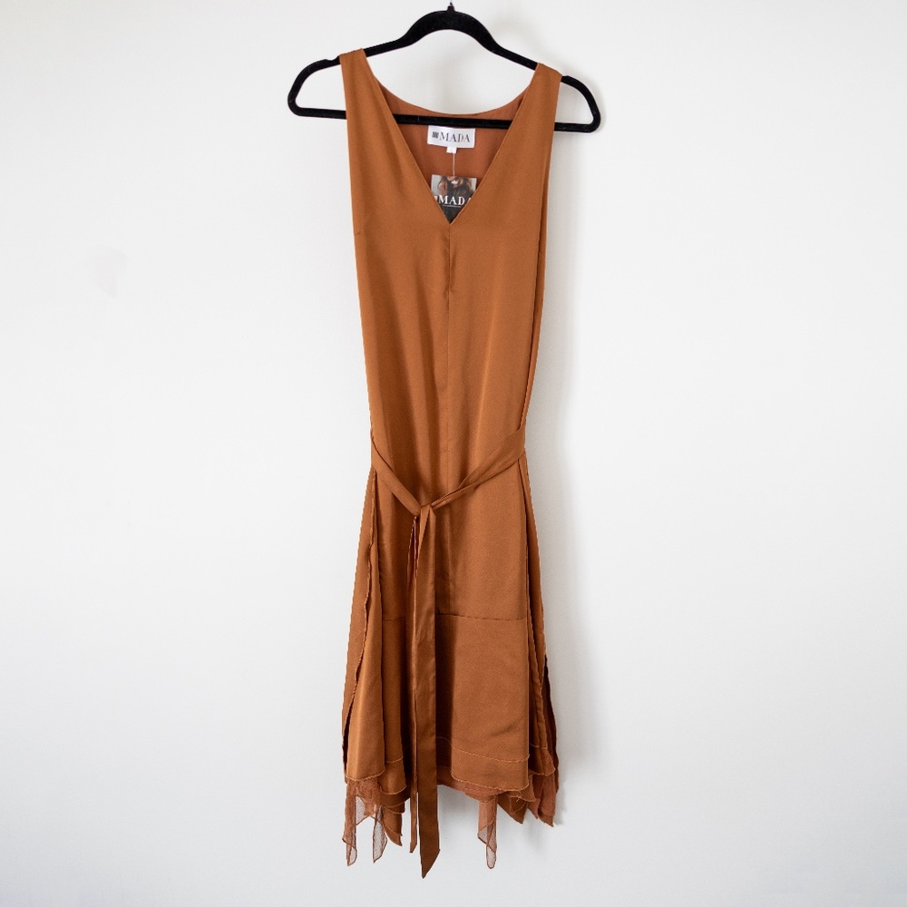 Rust satin shift dress NWT